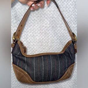 Rare vintage Coach Soho pinstripe denim mini hobo